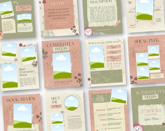 Cottagecore Bookstagram Instagram Templates | Bookstagram Posts & Stories Canva Templates for Book Lovers, Readers and Content Creators