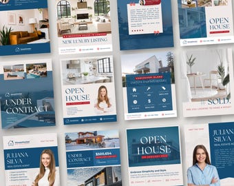 Real Estate Instagram Templates: 60 Realtor Social Media Posts (Canva Pro)