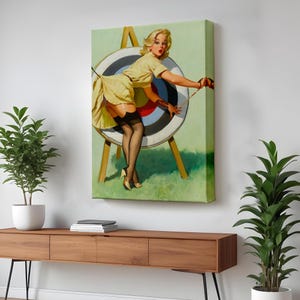 Sexy Archer Woman Decorative Wall Art, Nü Canvas Wall Art, Nü Modern Wall Decor, Housewarming Gifts, Framed Canvas Wall Art, Large Wall Art