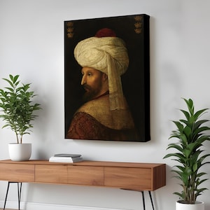 Sultan Mehmed Iı Wall Art, Modern Portrait Canvas Art, Portrait Canvas Decor, Portrait Wall Art, Framed Portrait Canvas Wall Decor