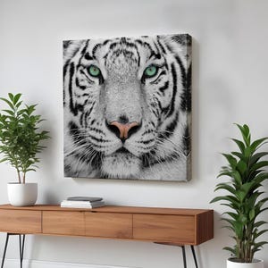 Tiger Decorative Canvas Print, Animal Canvas Wall Decor, Housewarming Gifts, Animal Canvas Wall Art, Animal Modern Wall Art