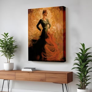 Flamenco Dancer Woman Decorative Wall Art, Portrait Canvas Art, Portrait Wall Art, Modern Portrait Canvas Art, Housewarming Gift