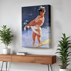 Wet Sexy Woman Wall Art By The Lake, Large Wall Art, Framed Canvas Wall Art, Housewarming Gifts, Nü Canvas Wall Art, Nü Canvas Print