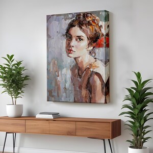 Innocent Young Girl, Oil Painting Look Canvas Art, Portrait Canvas Wall Decor, Modern Portrait Canvas Art, Portrait Canvas Art
