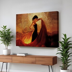 Spanish Dancer Woman Art, Portrait Canvas Art, Housewarming Gift, Framed Portrait Canvas Wall Decor, Portrait Canvas Wall Decor