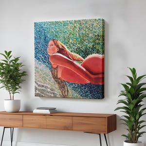 Sexy Woman Swimming Underwater Print, Framed Canvas Wall Art, Nü Canvas Print, Nü Canvas Wall Art, Large Wall Art, Housewarming Gifts