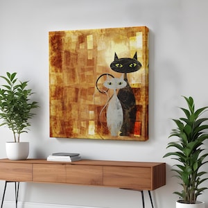 Abstract Cats Canvas Painting, Animal Modern Wall Art, Animal Canvas Wall Art, Animal Canvas Wall Decor, Framed Canvas Wall Art