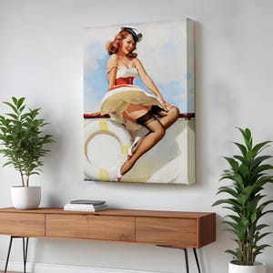 Sexy Sailor Woman Decorative Wall Art, Nü Canvas Wall Art, Nü Canvas Print, Nü Modern Wall Decor, Large Wall Art, Framed Canvas Wall Art