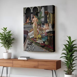 Ottoman Women&#39;S Bath Wall Print, Framed Canvas Wall Art, Nü Canvas Wall Art, Housewarming Gifts, Large Wall Art, Nü Canvas Print