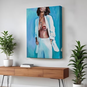 Feminist Woman Canvas Painting, Housewarming Gifts, Nü Canvas Print, Large Wall Art, Nü Modern Wall Decor, Framed Canvas Wall Art