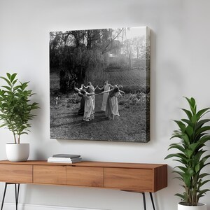 Vintage Women Dancing Canvas Print, Gothic Home Decor, Ritual Circle Dance, Nü Canvas Wall Art, Large Wall Art, Nü Modern Wall Decor