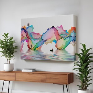 Abstract Ink Art Decorative Canvas Wall Art, Abstract Modern Wall Decor, Framed Canvas Wall Art, Large Wall Art, Abstract Canvas Print