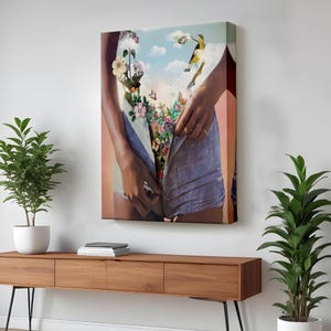 Woman&#39;S Flower Garden Decorative Wall Art, Nü Modern Wall Decor, Nü Canvas Print, Housewarming Gifts, Framed Canvas Wall Art