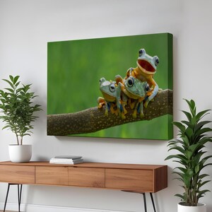 Small Frogs Decorative Canvas Painting, Framed Canvas Wall Art, Animal Canvas Wall Decor, Animal Modern Wall Art, Housewarming Gifts