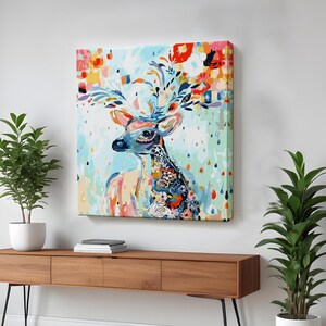 Colorful Gazelle Canvas Print, Animal Canvas Wall Art, Framed Canvas Wall Art, Housewarming Gifts, Animal Modern Wall Art