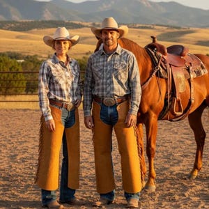 Handmade Unisex Genuine Suede Leather Chaps - Western Cowboy Fringe Riding Chaps