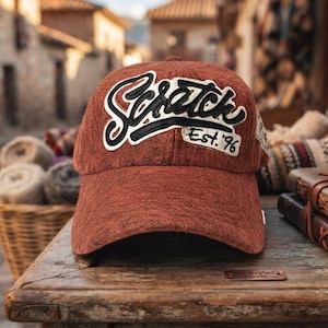Handgefertigte Fuzzy Wolle Trucker Hat - Retro ""Scratch"" Patch Cap - Winter Kopfbedeckung