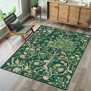 Wildflower Rug For Floral Room Decor,Livingroom Rug,Home Decoration,Botanical Rug,Natural Themed Rug,Area Rug,Washable Rug,Non-Slip Rug
