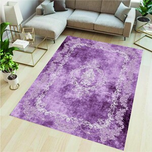Purple Rug,Washable Rug,Black Patterned Rug,Classic Rug,Vintage Rug,NonSlip Rug,Art Rug,Modern Rug for Livingroom, Rug,Area Rug,Rug for gift