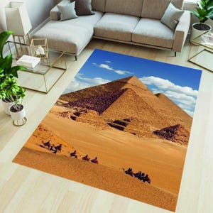 Pyramid Rug,Egypt Rug, Ancient Egypt Rug,Anubis Rug, Ancient Rug, Hieroglyph Rug, Egyptian Decor Rug, Living Room Rug,Area Rug, Non Slip Rug