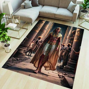 Pharaoh Rug,Egypt Rug,Ancient Egypt Rug,Anubis Rug, Ancient Rug, Hieroglyph Rug, Egyptian Decor Rug, Living Room Rug,Area Rug,Non Slip Rug