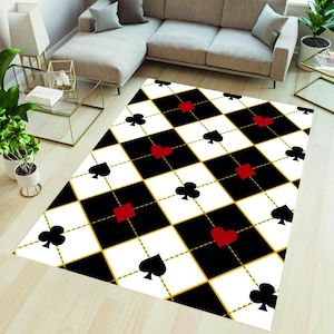 Tapis de cartes à jouer, tapis de cartes, tapis gothique, cartes à jouer de poker, dés, cartes, poker doré, salle de jeux, cartes à jouer, cartes de poker, tapis moderne, décoration esthétique