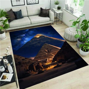 Pyramid Rug,Egypt Rug, Ancient Egypt Rug,Anubis Rug, Ancient Rug, Hieroglyph Rug, Egyptian Decor Rug, Living Room Rug,Area Rug, Non Slip Rug
