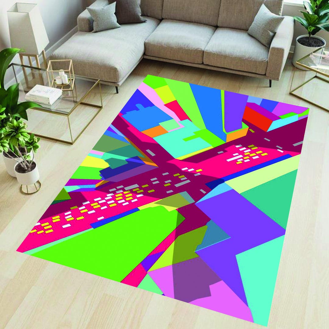 Noen Rug Cityscape Rug,modern Skyline,neon City Style,rugs for Living Room ...