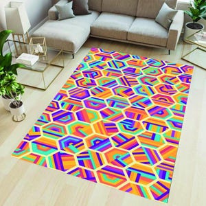 Tapis pop art,Tapis design graphique,Tapis coloré,Tapis décoratif multicolore,Tapis minimaliste,Tapis de style moderne,Tapis populaire,Tapis décoratif,Tapis antidérapant