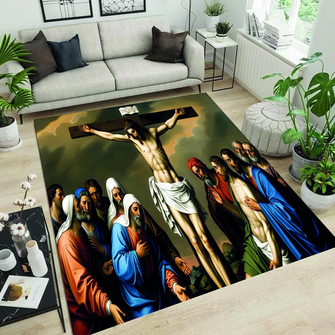 Jesus' Crucifixion Scene Rug,new Testament Scenes Rug,jesus Rug ...