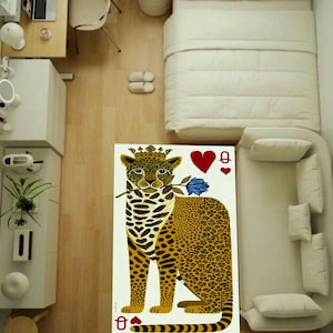 Tappeto King Cheetah, tappeto da gioco, tappeto da sala giochi, tappeto da carte, tappeto da re di cuori, tappeto da gioco con carte da re, tappeto da ufficio, tappeto morbido, tappeti moderni