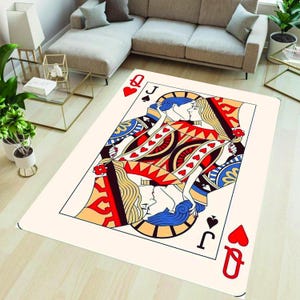 Tapis de cartes à jouer, tapis de salle de jeux, tapis de cartes, tapis roi de coeur, tapis de cartes de roi jouer, tapis roi et reine, tapis déco de bureau, tapis doux, tapis modernes