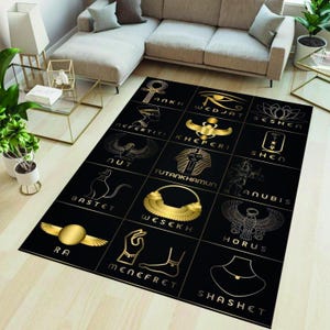 Ancient Rug, Egypt Rug, Ancient Egypt Rug,Anubis Rug,Hieroglyph Rug, Egyptian Decor Rug, Living Room Rug,Area Rug, Non Slip Rug,Washable Rug