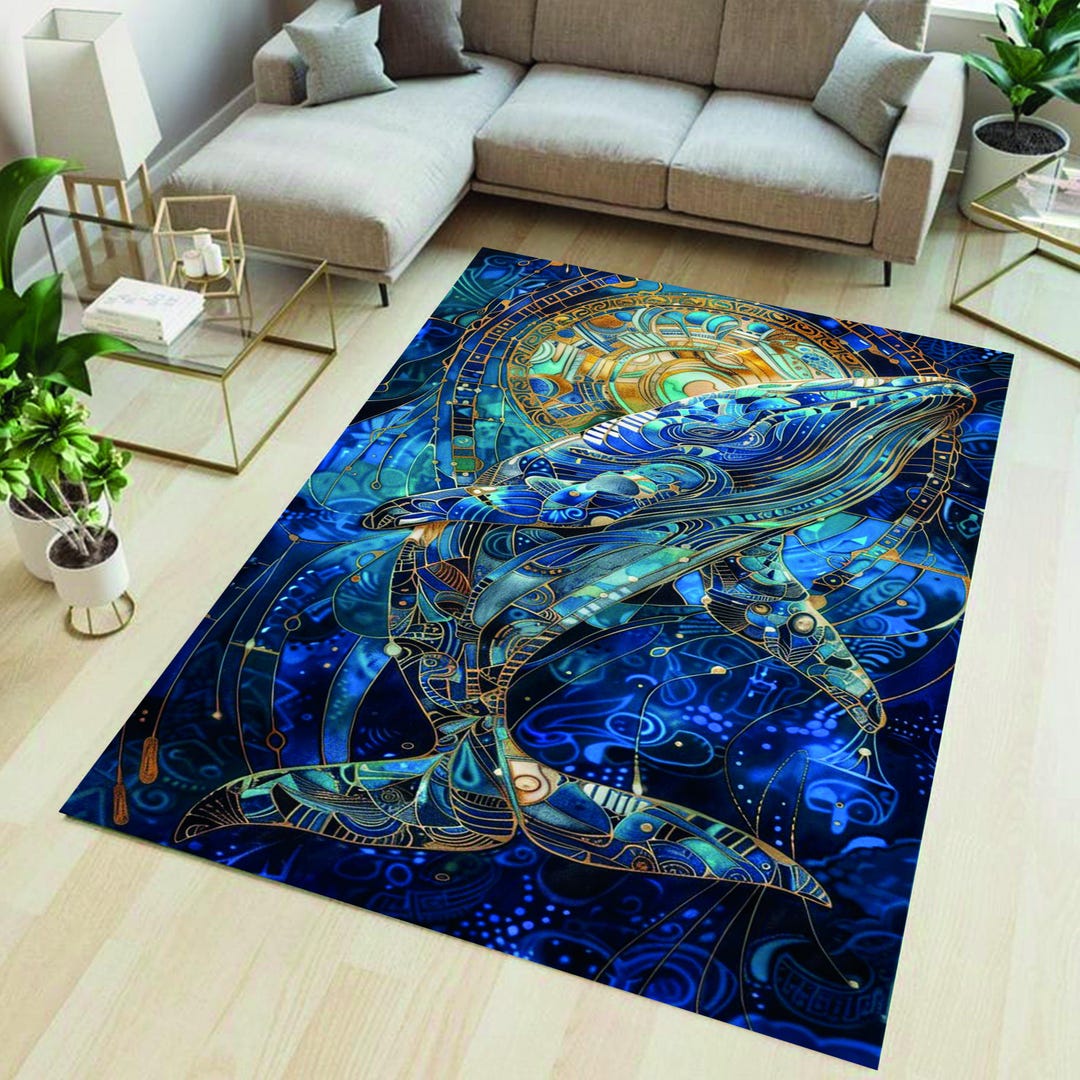 Whale Rug,whale Patterned Rug,mandala Rug,animal Pattern Rug,animal ...