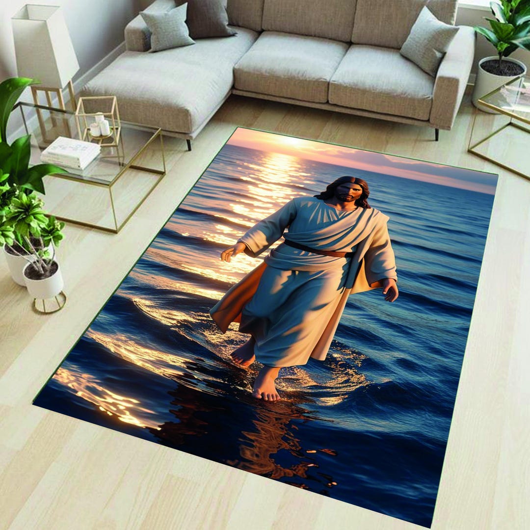 The Miracle of Jesus Walking on the Sea Rug,new Testament Scenes Rug ...