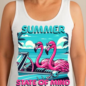 Summer Flamingo Tank Top: Women&#39;s Lightweight Jersey Beach Tank