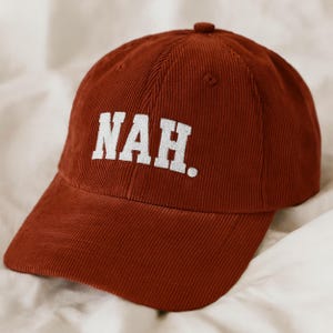 Embroidered &quot;Nah&quot; Corduroy Cap: Retro Hipster Dad Hat