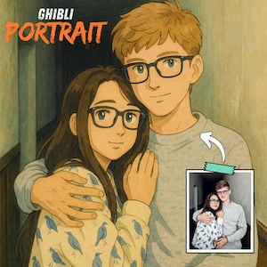Ghibli Style Portrait From Photo, Custom Anime Illustration, Cartoon Portrait From Photo, Printable Digital Wall Art - 12 Hours Download