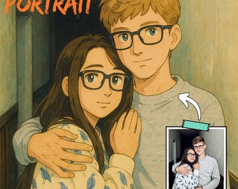 Ghibli Style Portrait From Photo, Custom Anime Illustration, Cartoon Portrait From Photo, Printable Digital Wall Art - 12 Hours Download