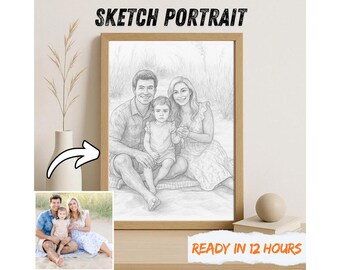 Custom Sketch From Photo, Digital Sketch Portrait, Wall Sketch Art, Pencil Sketch Digital Download | 12 Hours Delivery