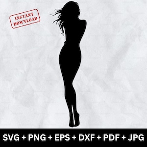 Silhouette di donna di bellezza SVG Clipart femminile Silhouette di donna elegante Vettore per file Cricut Sublimazione T-shirt Decalcomania in vinile Download digitale