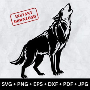 Howling Wolf SVG Tribal Clipart Wild Animal PNG Forest Wolf Vector Cricut Cut File Digital Download Tattoo Silhouette Wilderness Art
