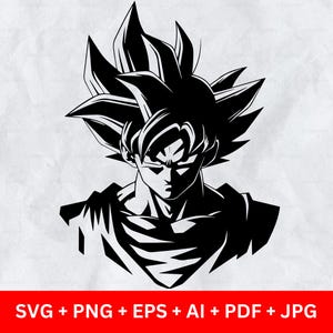 Goku Anime Silhouette, Dragon Fighter Vector (SVG, PNG, PDF)