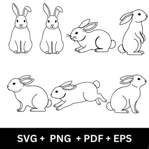 ウサギのシルエット SVG #4、イースターバニー PNG、ブラック