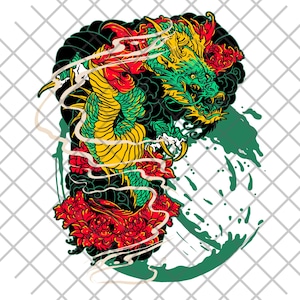 Japanese Dragon Tattoo Design - SVG, PNG, EPS | High-Quality Digital Art