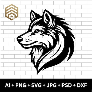 Wolf SVG Download Tribal Wolf Head PNG Wild Animal Vector Art Fierce Wolf Tattoo Design Cricut Shirt Sublimation Cutting File Clipart