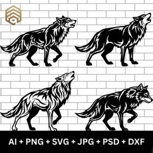 Wolf Wand Kunst Bundle Druckbare Wolf Poster Digitaler Download Nordischer Wolf Druck Tier Kunst für Wohnzimmer Wildtier Dekor Moderne Kunst zu Hause