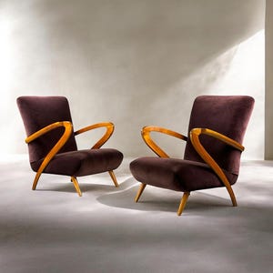 Wooden Armchairs, 1940s, Set of 2 image 1