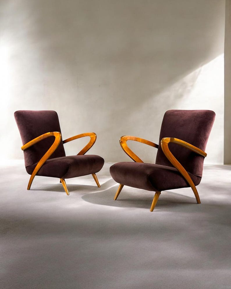 Wooden Armchairs, 1940s, Set of 2 image 1