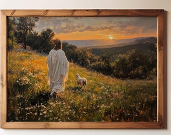 Jesus Saves Lamb | jesus shepherd art, bible wall art, christian painting, home decor wall art jesus